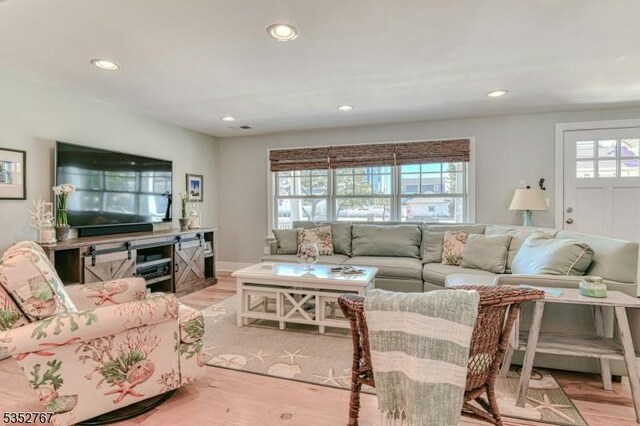 2210 Atlantic Ave, Long Beach Twp, NJ 08008 - living room featuring recessed lighting, light wood finished floors, and baseboards