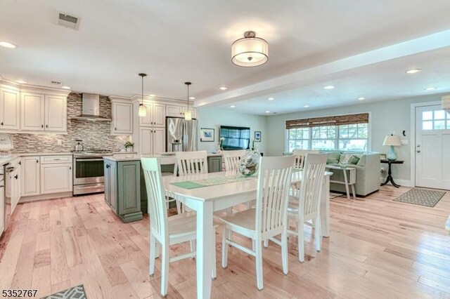 2210 Atlantic Ave, Long Beach Twp, NJ 08008 - dining area featuring recessed lighting, baseboards, visible vents, and light wood-style floors
