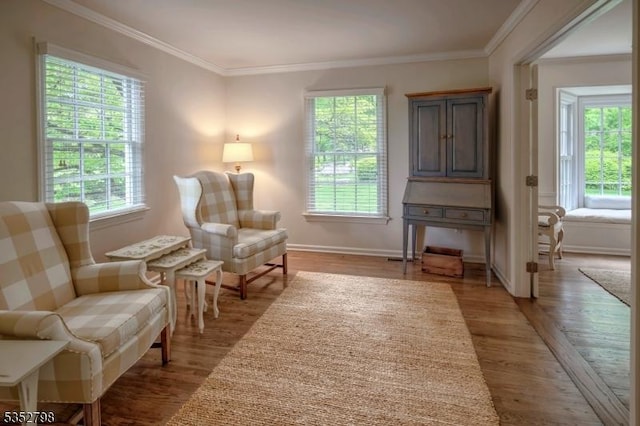199 W Springtown Rd, Washington Twp, NJ 07853 - living area featuring ornamental molding, light wood finished floors, and baseboards