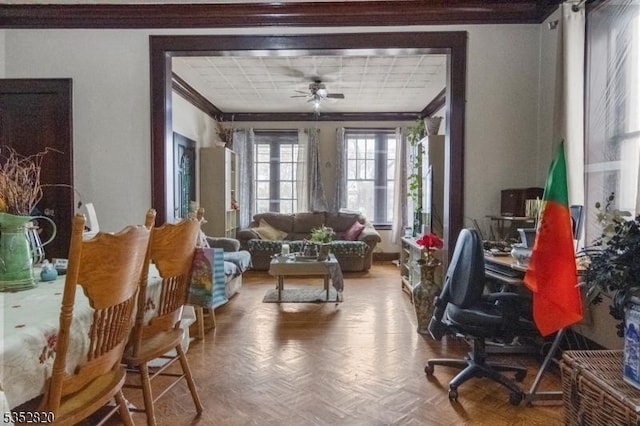 222 Van Buren St, Newark City, NJ 07105 - office with ceiling fan and ornamental molding
