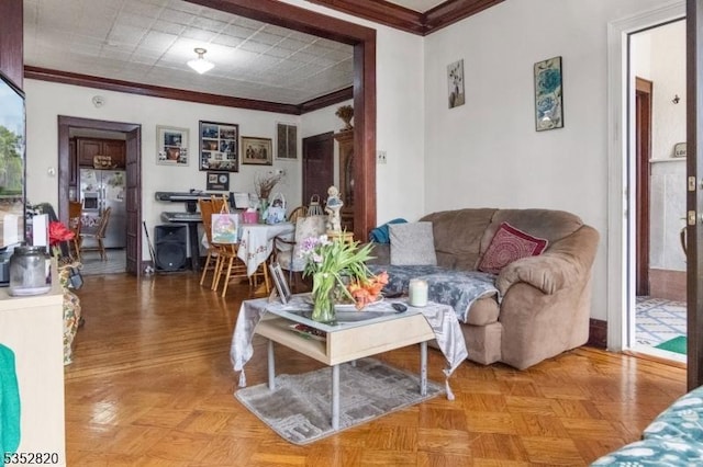 222 Van Buren St, Newark City, NJ 07105 - living area featuring crown molding