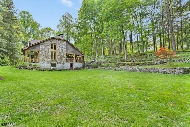 view of grassy yard