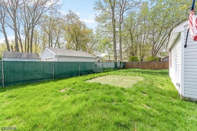 view of yard with a fenced backyard