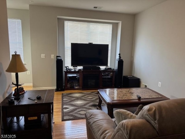 living area with light wood finished floors
