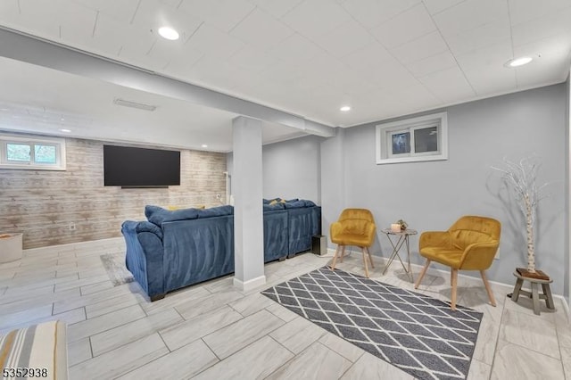 interior space featuring recessed lighting and baseboards