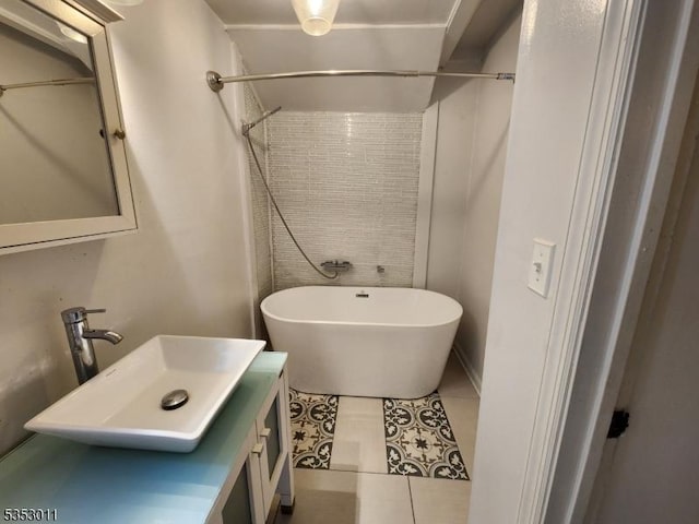 7 Raccoon Island Rd, Jefferson Twp, NJ 07849 - full bath with a freestanding bath, vanity, and tile patterned floors