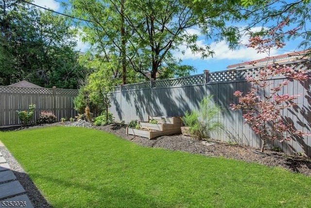 view of yard featuring a fenced backyard