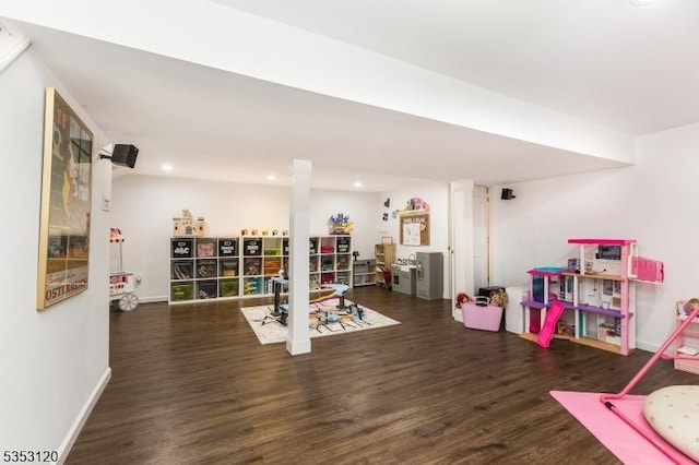 25 Morningside Dr, Livingston Twp, NJ 07039 - recreation room featuring wood finished floors, recessed lighting, and baseboards