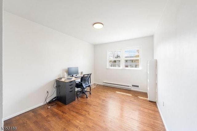 1077 Allenwood Dr, Plainfield City, NJ 07060 - office space with baseboards, baseboard heating, wood finished floors, and visible vents