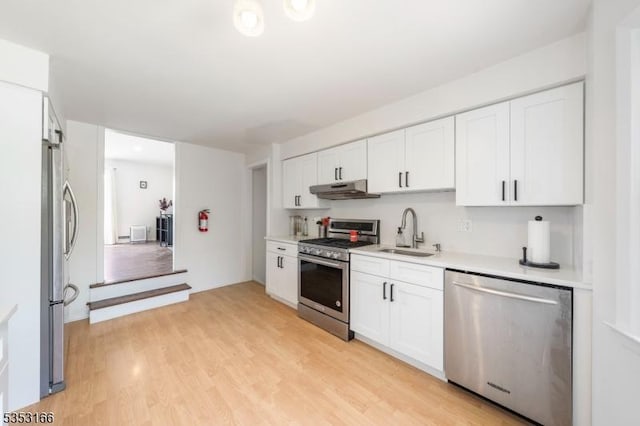 1077 Allenwood Dr, Plainfield City, NJ 07060 - kitchen featuring white cabinets, appliances with stainless steel finishes, a sink, light countertops, and under cabinet range hood