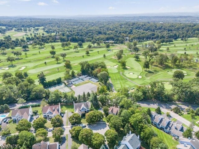 drone / aerial view with view of golf course
