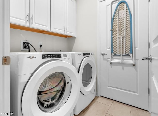 1 Sadie Cir Unit 1202, Union Twp, NJ 07083 - clothes washing area with light tile patterned flooring, independent washer and dryer, and cabinet space