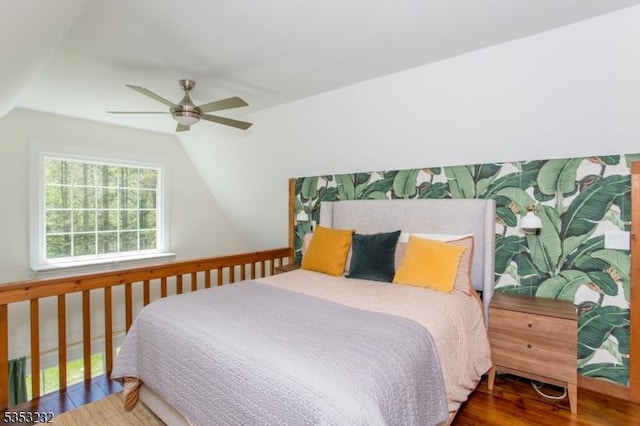 2252 Daniel Bray Hwy, Kingwood Twp, NJ 08559 - bedroom featuring wood finished floors, ceiling fan, and lofted ceiling