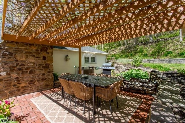 2252 Daniel Bray Hwy, Kingwood Twp, NJ 08559 - view of patio featuring a pergola, outdoor dining area, and area for grilling