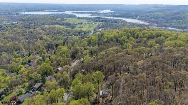 aerial view of property's location with a heavily wooded area