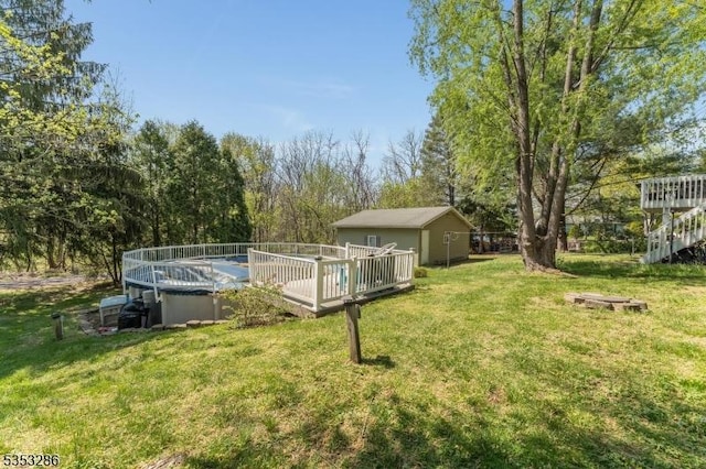 view of yard with a deck