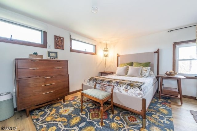 bedroom featuring light wood finished floors