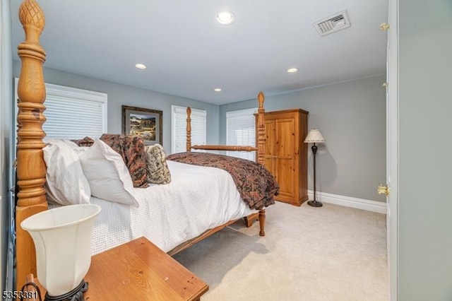 14 Jenny Ln, Vernon Twp, NJ 07461 - bedroom featuring baseboards, light carpet, recessed lighting, and visible vents