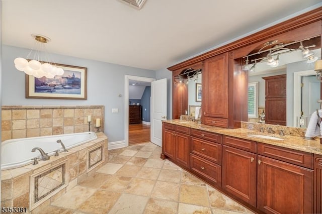 14 Jenny Ln, Vernon Twp, NJ 07461 - bathroom featuring a sink, a garden tub, double vanity, and visible vents