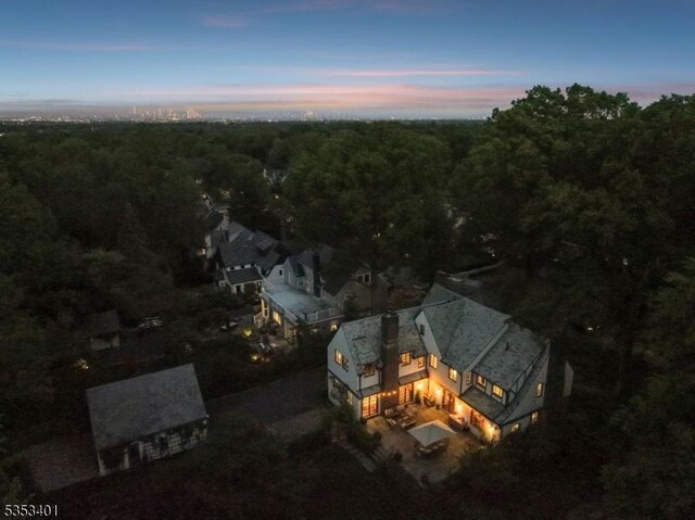 drone / aerial view of a heavily wooded area