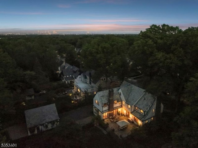 drone / aerial view of a heavily wooded area