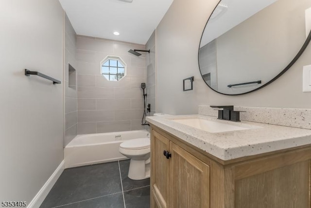 45 Bush St, Oxford Twp, NJ 07863 - bathroom featuring tile patterned floors, vanity, toilet, shower / bath combination, and baseboards