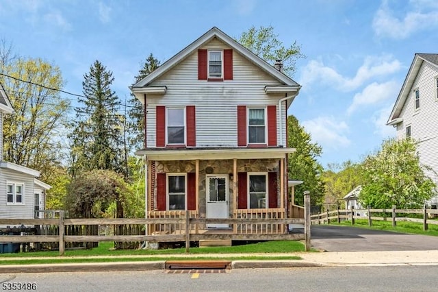 97 Belvidere Ave, Oxford Twp, NJ 07863 - view of front facade featuring fence and a porch