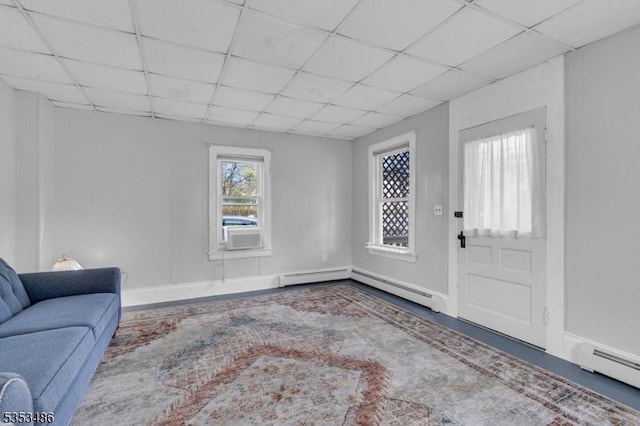 97 Belvidere Ave, Oxford Twp, NJ 07863 - entrance foyer featuring a drop ceiling, a baseboard heating unit, baseboard heating, and baseboards