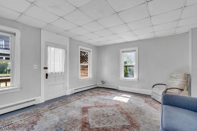97 Belvidere Ave, Oxford Twp, NJ 07863 - foyer with baseboards, a baseboard heating unit, and a drop ceiling