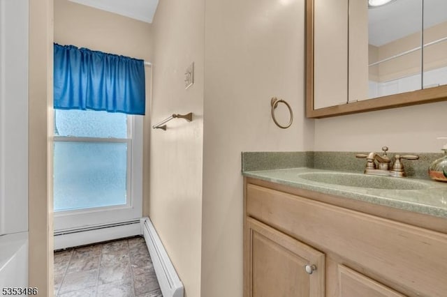 97 Belvidere Ave, Oxford Twp, NJ 07863 - bathroom featuring a baseboard heating unit and vanity