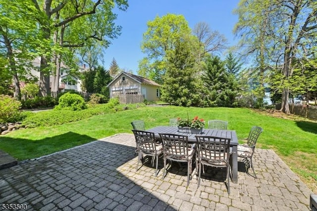 view of patio / terrace with fence and outdoor dining space