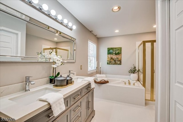 35 Hansom Rd, Bernards Twp, NJ 07920 - full bath featuring a shower stall, a sink, and a garden tub