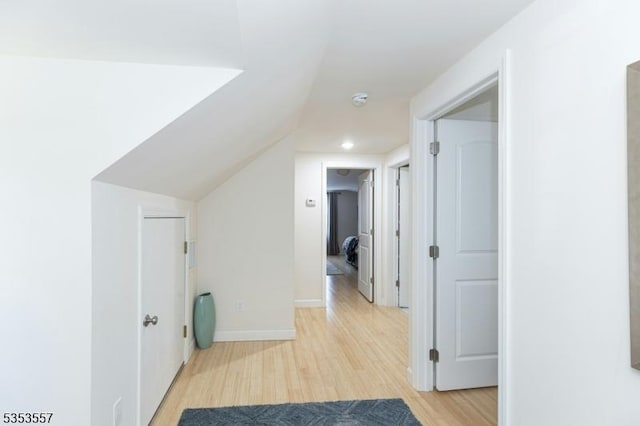additional living space featuring light wood-type flooring and lofted ceiling