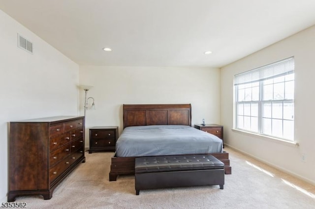 23 Schenck Ln, Franklin Twp, NJ 08873 - bedroom with recessed lighting, visible vents, and light carpet