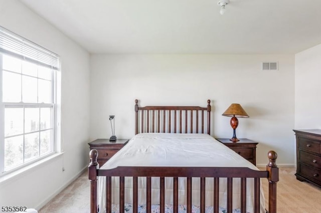 23 Schenck Ln, Franklin Twp, NJ 08873 - bedroom with baseboards, visible vents, multiple windows, and light colored carpet