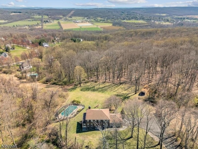aerial view featuring a rural view