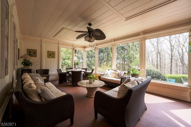 2 Natale Dr, Sparta Twp, NJ 07871 - sunroom featuring wood ceiling, ornamental molding, and wood finished floors