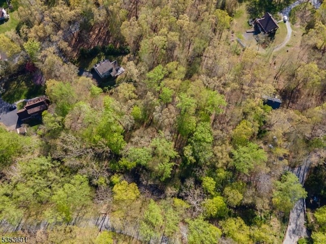 drone / aerial view featuring a view of trees
