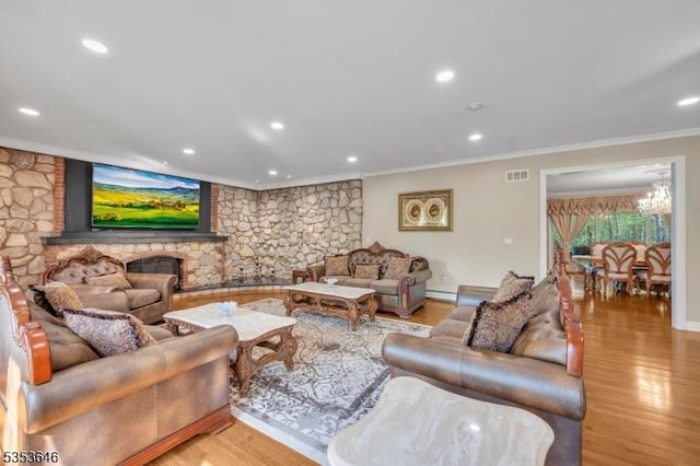 50 Perryville Rd, Union Twp, NJ 08867 - living area featuring crown molding, recessed lighting, visible vents, and wood finished floors