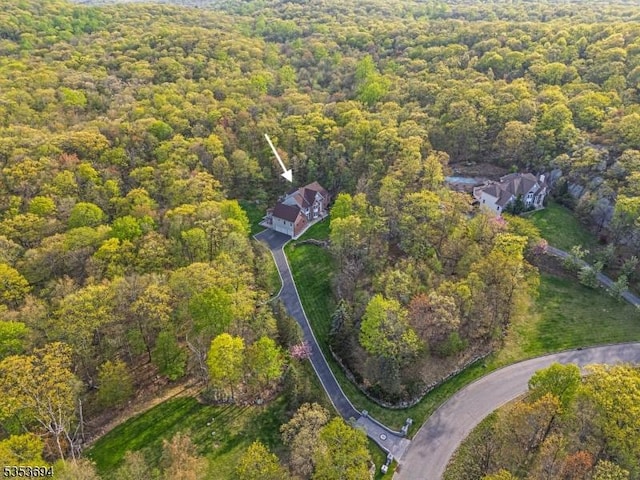 drone / aerial view with a forest view