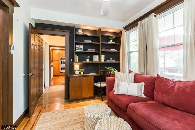 living area featuring light wood finished floors