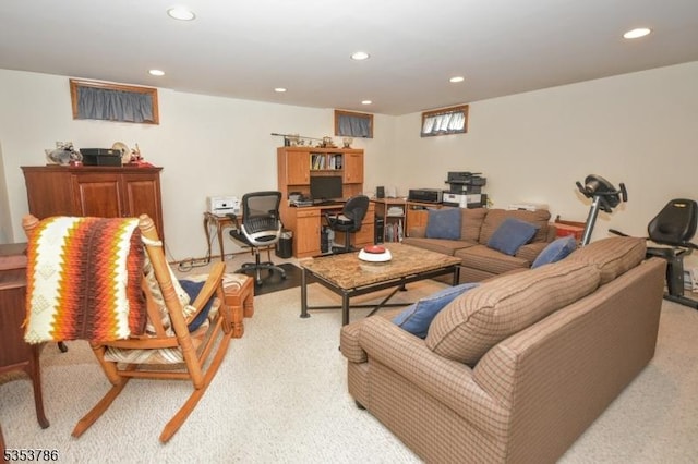 living area with recessed lighting