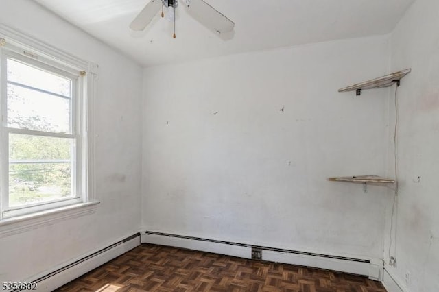 590 Valley Rd, Long Hill Twp, NJ 07933 - empty room featuring a ceiling fan and a baseboard heating unit