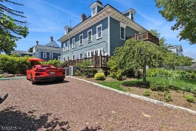 2 Perry St, Morristown Town, NJ 07960 - view of property exterior featuring a deck and central AC