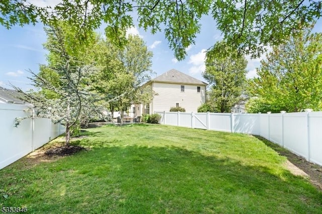 view of yard with a fenced backyard