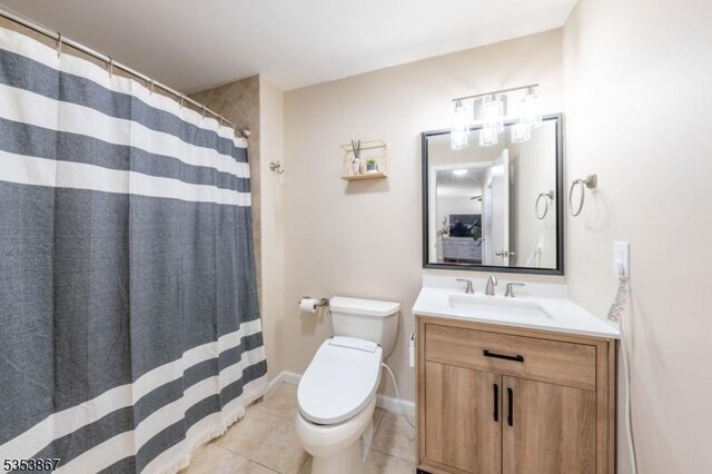 2324 Old Stone Mill Dr, East Windsor Twp, NJ 08512 - bathroom featuring tile patterned floors, toilet, vanity, and curtained shower