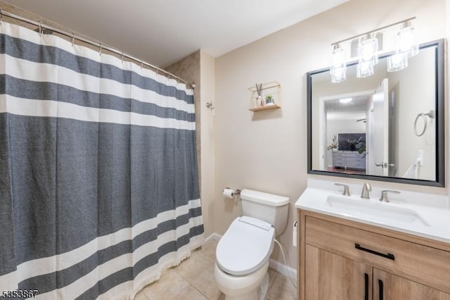 2324 Old Stone Mill Dr, East Windsor Twp, NJ 08512 - bathroom with tile patterned flooring, toilet, vanity, and curtained shower