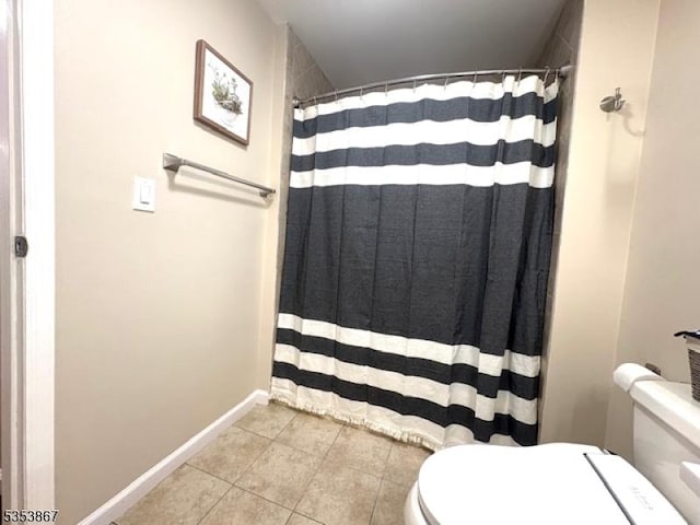 2324 Old Stone Mill Dr, East Windsor Twp, NJ 08512 - full bath with toilet, tile patterned floors, baseboards, and curtained shower