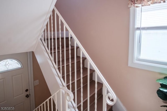 stairway with plenty of natural light