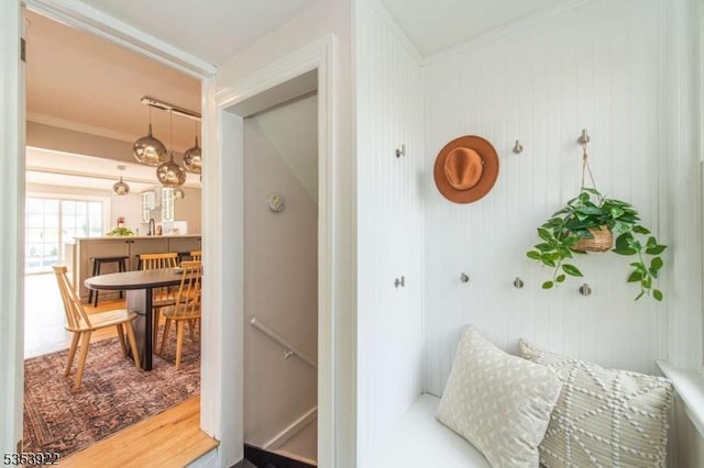 interior space with ornamental molding